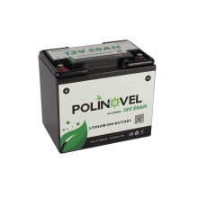 Poliovel Lifepo4 12V pour camping-car Van Van Banque solaire Système d&#39;ion moteur de pêche à la traîne 50Ah Batterie au lithium